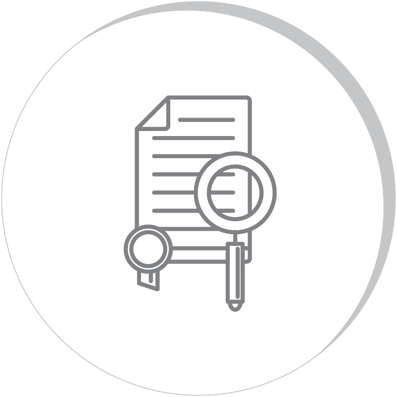 icon certificate and magnifying glass