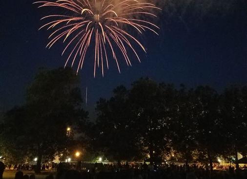 fireworks over campus